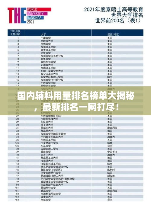 国内辅料用量排名榜单大揭秘，最新排名一网打尽！