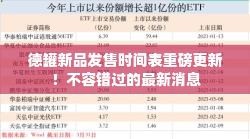 德罐新品发售时间表重磅更新！不容错过的最新消息