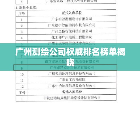 广州测绘公司权威排名榜单揭晓