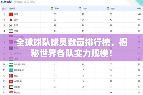 全球球队球员数量排行榜，揭秘世界各队实力规模！
