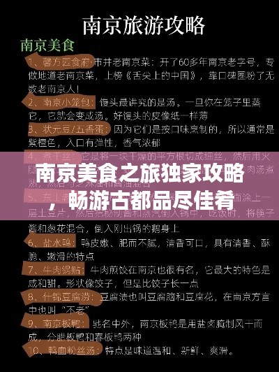 南京美食之旅独家攻略，畅游古都品尽佳肴