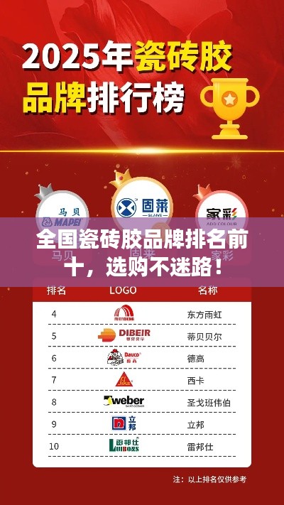 全国瓷砖胶品牌排名前十，选购不迷路！
