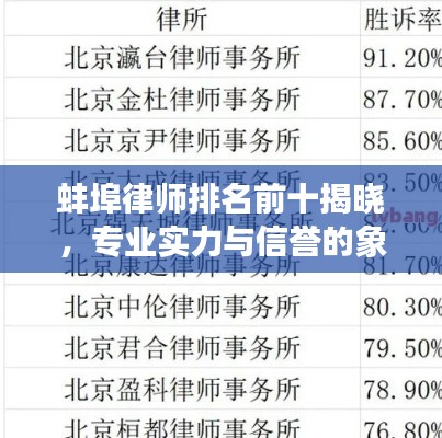 蚌埠律师排名前十揭晓，专业实力与信誉的象征