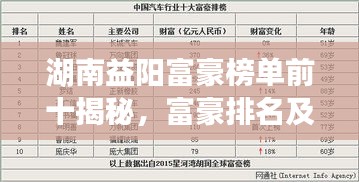 湖南益阳富豪榜单前十揭秘，富豪排名及财富大揭秘！