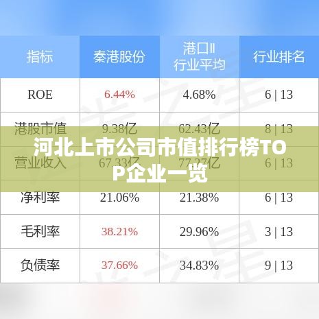河北上市公司市值排行榜TOP企业一览